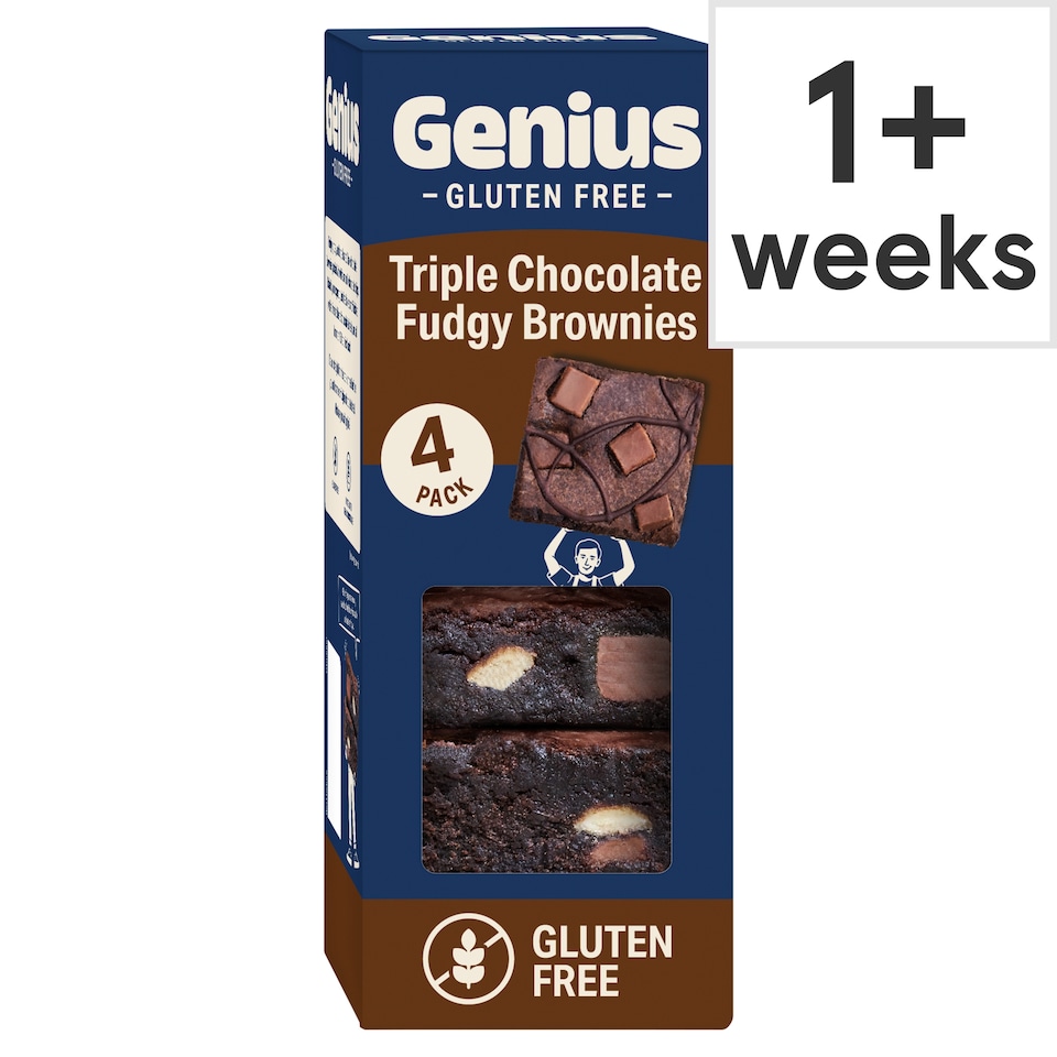 Genius Gluten Free 4 Triple Chocolate Fudgy Brownies