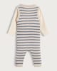 image 2 of F&F Baby 2-Piece Cotton Rich Striped Button Front Romper and Bodysuit Set in Blue