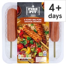 Tesco FIRE PIT 6 Honey BBQ Pork Sausage Skewers 450g
