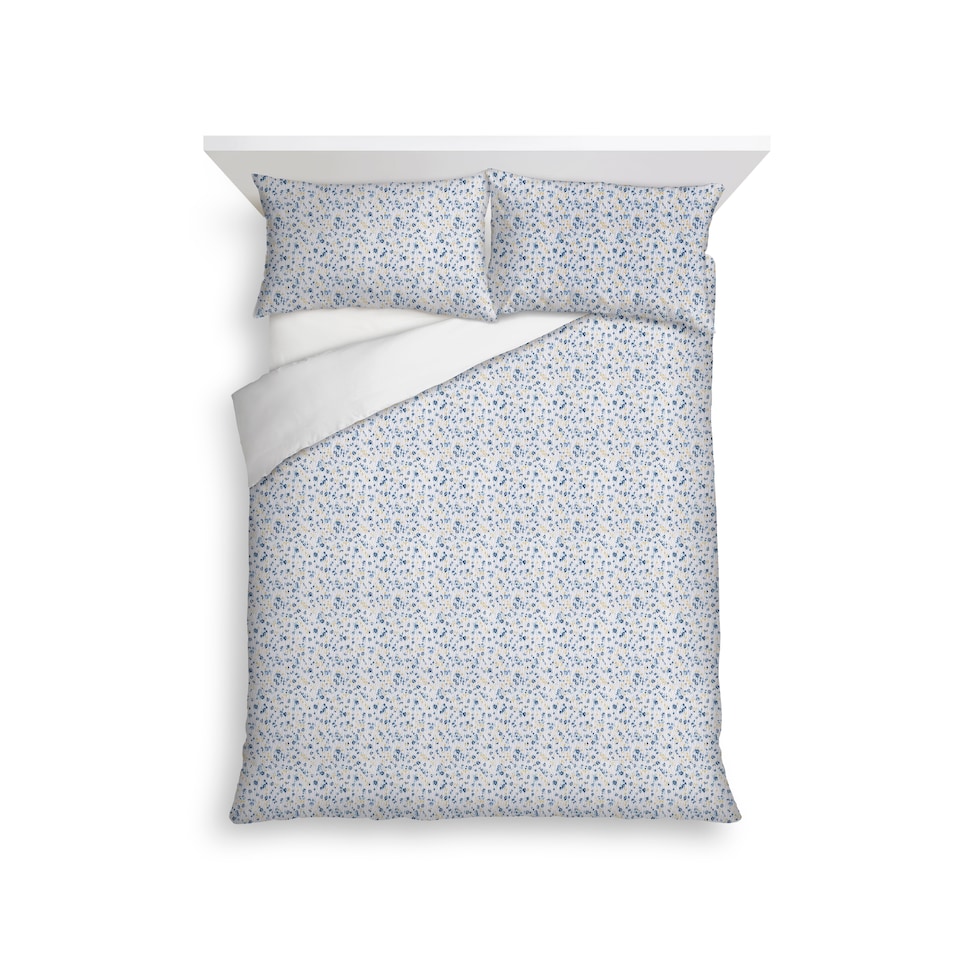 F&F Home Blue Textured Floral Duvet Set King