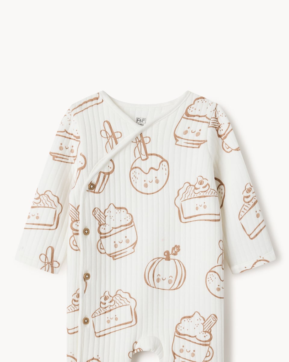 image 1 of F&F Baby Pure Cotton Pumpkin Sleepsuit and Comforter Set in Brick