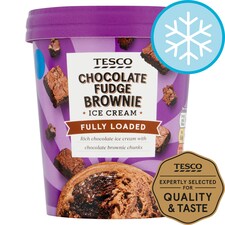 Tesco Chocolate Fudge Brownie Ice Cream 480Ml