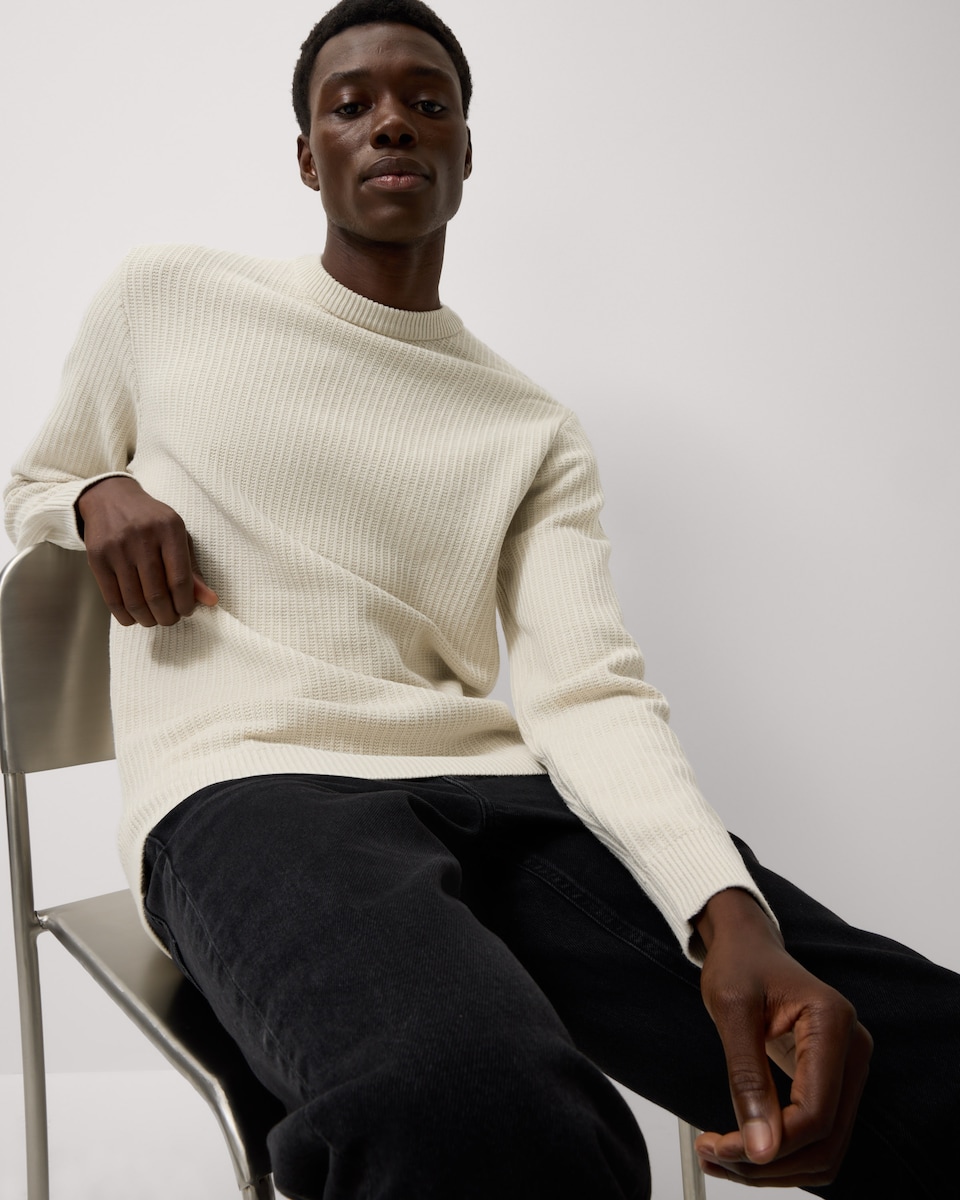 image 1 of F&F Ladder Stitch Crew Neck Jumper in Ecru