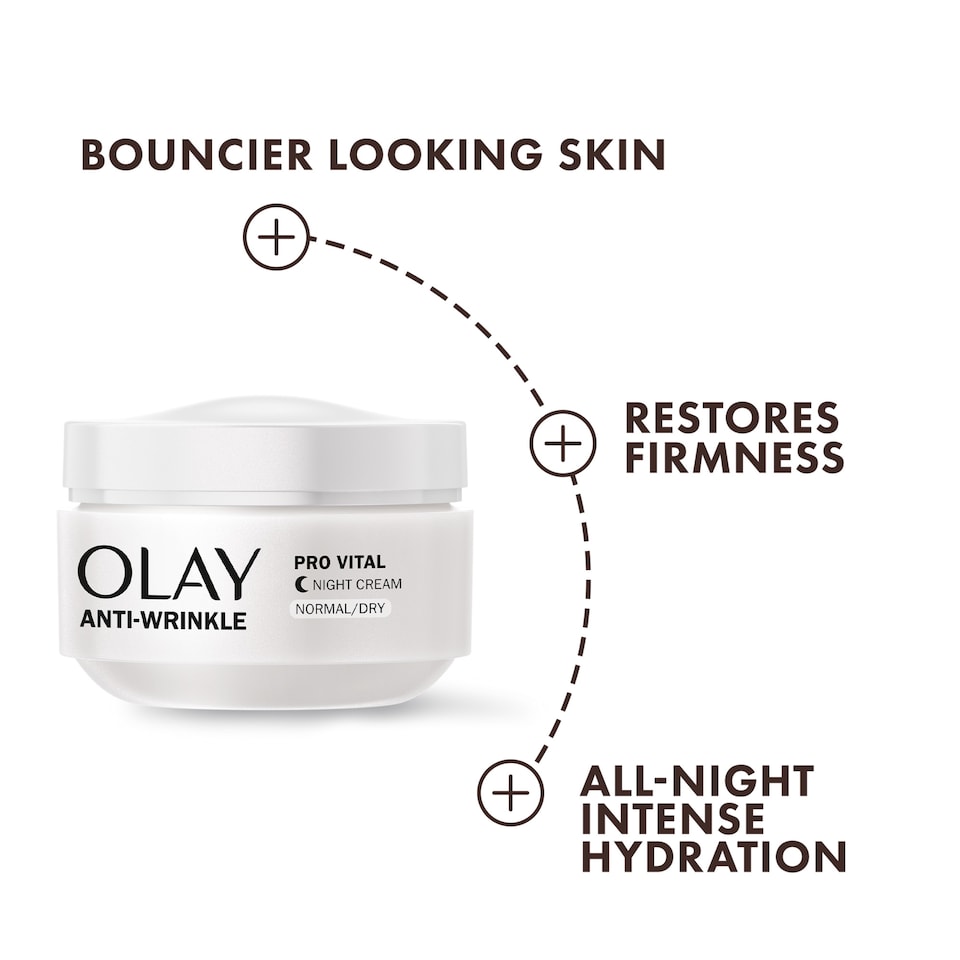 image 1 of Olay Provital Anti-Wrinkle Night Cream Moisturiser 50ml
