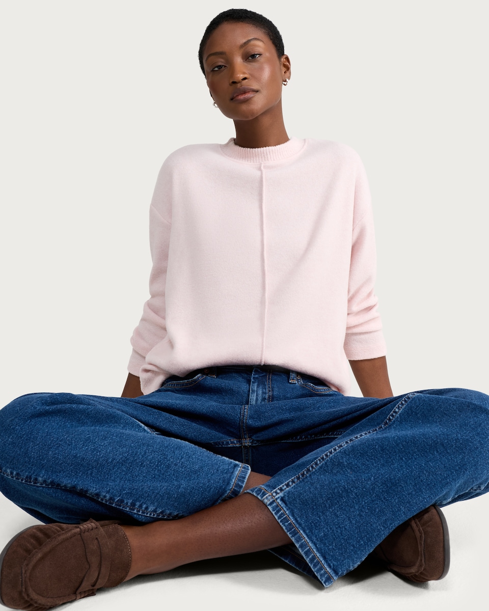image 1 of F&F Textured Long Sleeved Jumper in Pink