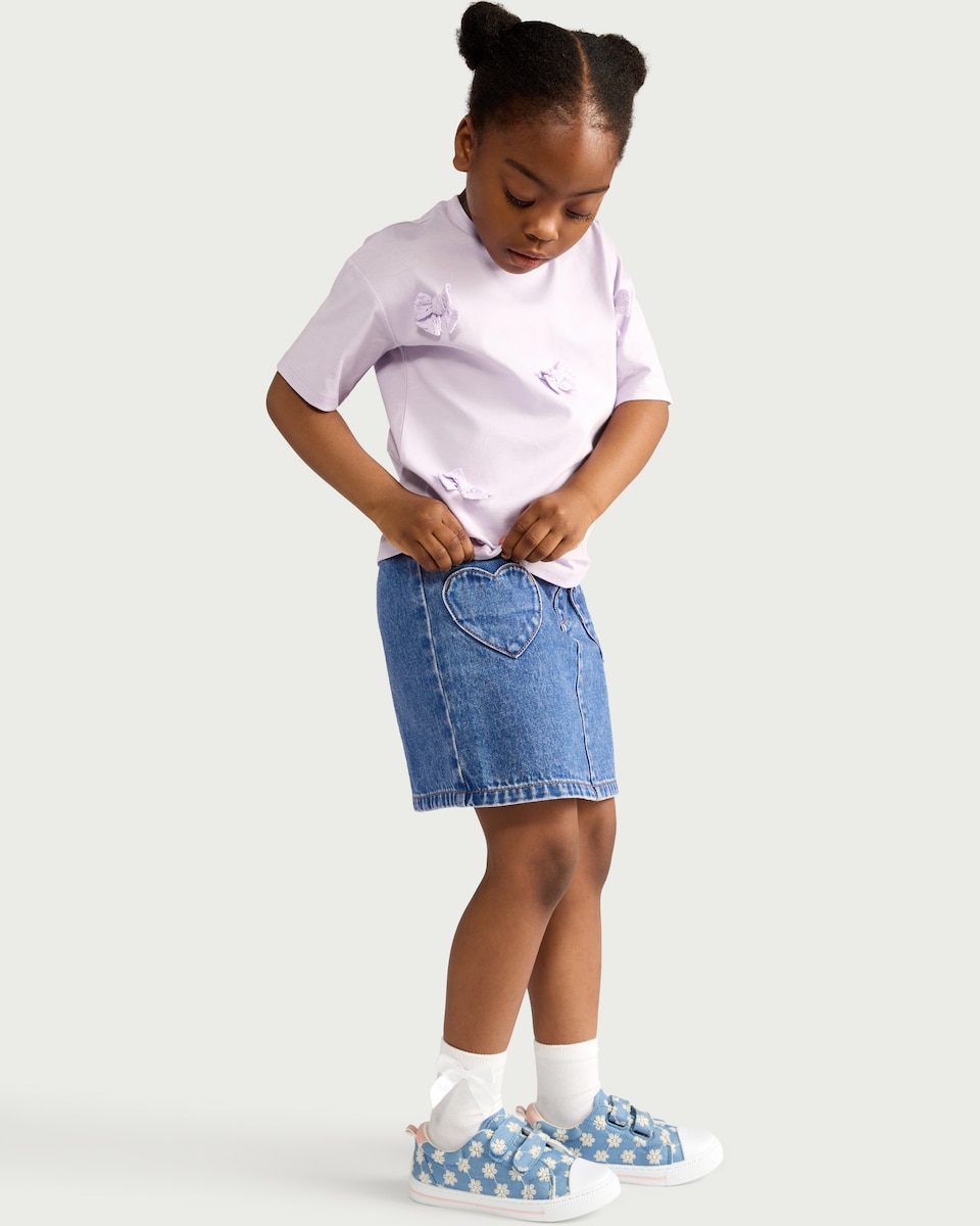 image 1 of F&F Girls Pure Cotton Denim Skirt in Blue
