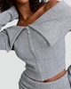 image 1 of OH ME OH MY Ribbed Off Zip Through Co-ord Top in Grey