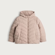 F&F Chevron Quilted Hooded Shower Resistant Jacket in Cream