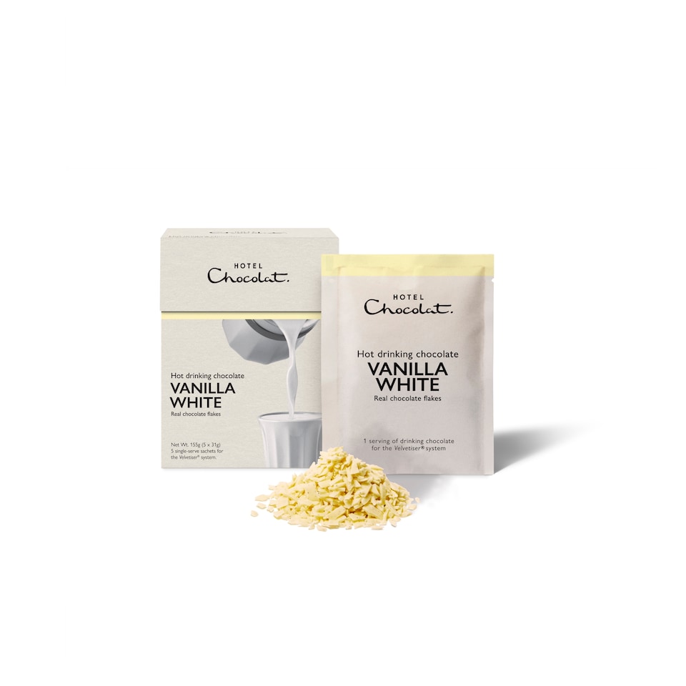 image 1 of Hotel Chocolat Hot Drinking Chocolate Vanilla White 5 x 31g