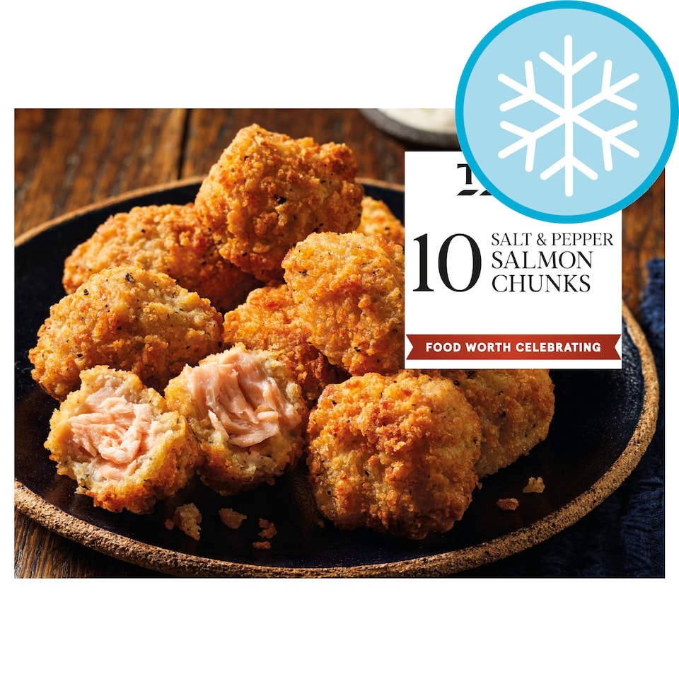 Tesco Salt & Pepper Salmon Chunks 10 Pack 250g
