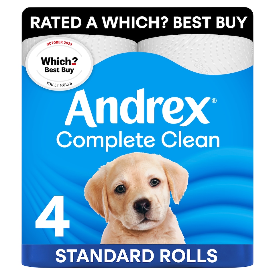 image 1 of Andrex Complete Clean Toilet Tissue Standard Rolls 4 Rolls