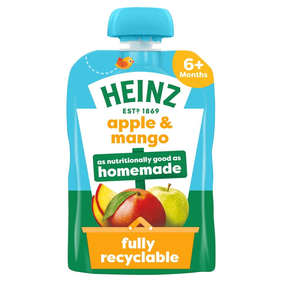 image 1 of Heinz Apple & Mango Baby Food Fruit Puree Pouch 100g