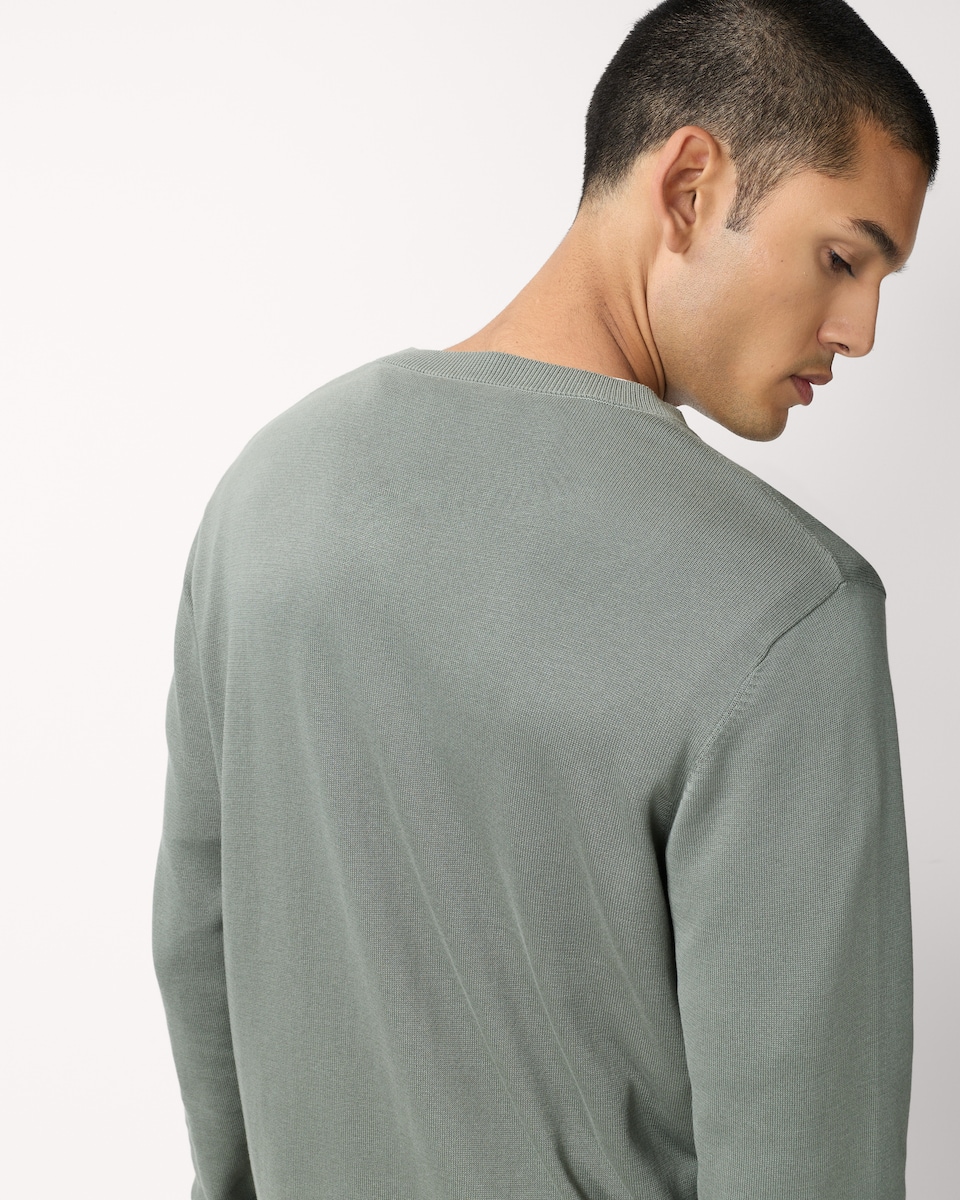 image 1 of F&F Pure Cotton V Neck Jumper in Green