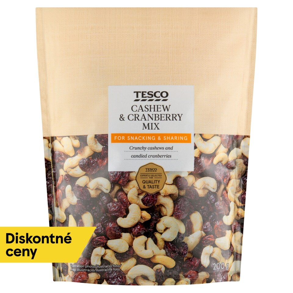 Tesco Zmes presladených brusníc a jadier kešu orieškov 200 g
