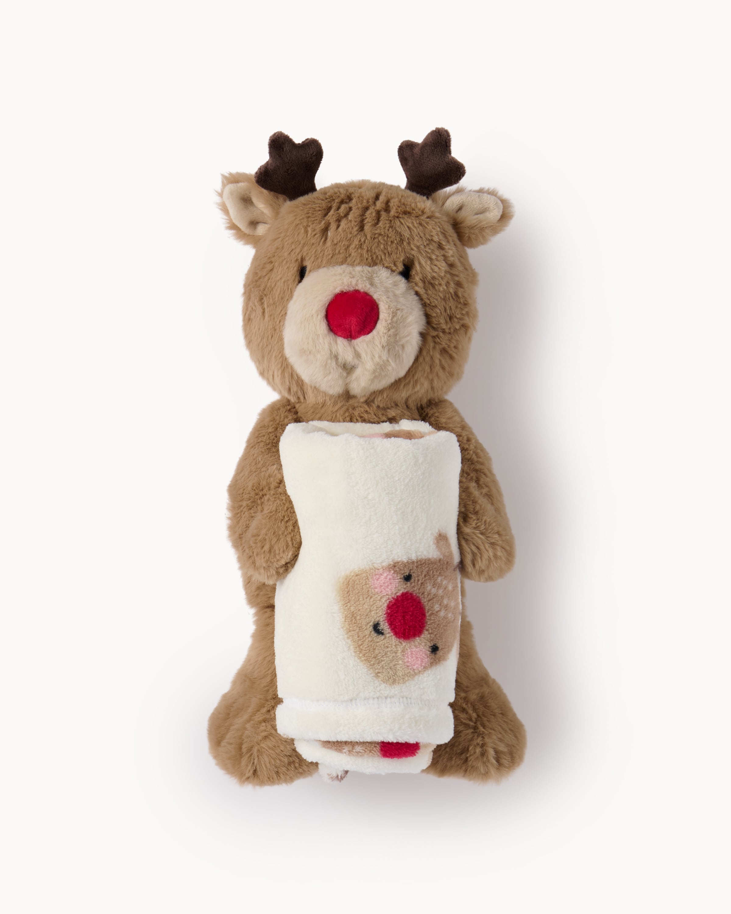 Christmas Baby Christmas 2026 Reindeer and Blanket Set in Brown