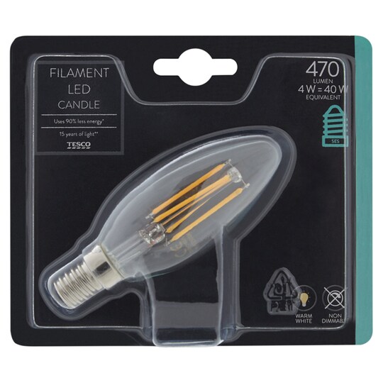 Tesco Led Filament Candle 40W Small Edisonscrew Tesco Groceries