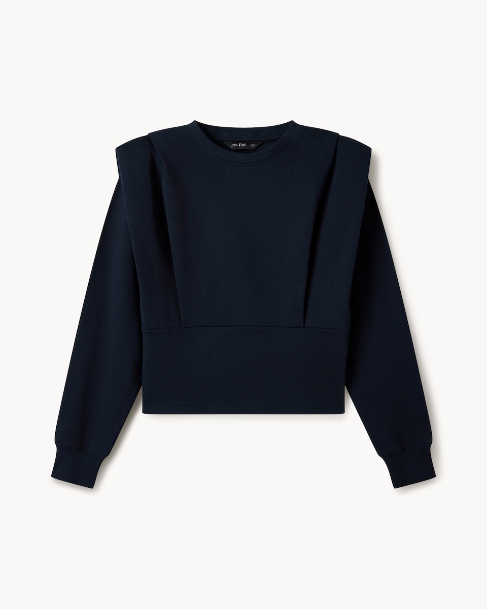 image 1 of F&F Pure Cotton Shoulder Pad Sweatshirt in Navy