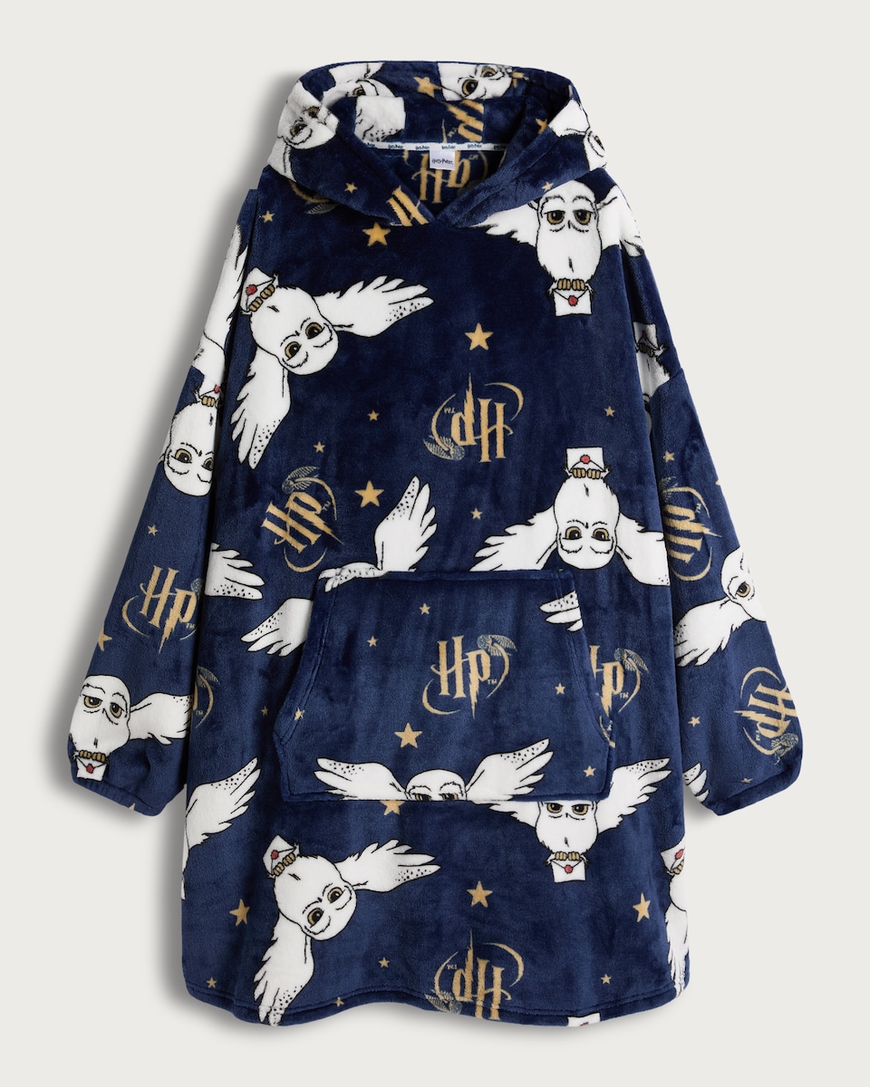 image 1 of Harry Potter Hedwig Fleece Pyjama Hoodie in Navy
