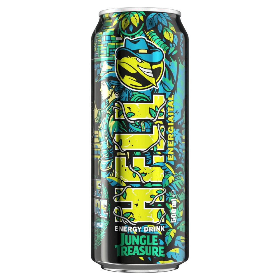 HELL Jungle Treasure lime- és mentaízű, koffeintartalmú, szénsavas energiaital 500 ml  1. kép