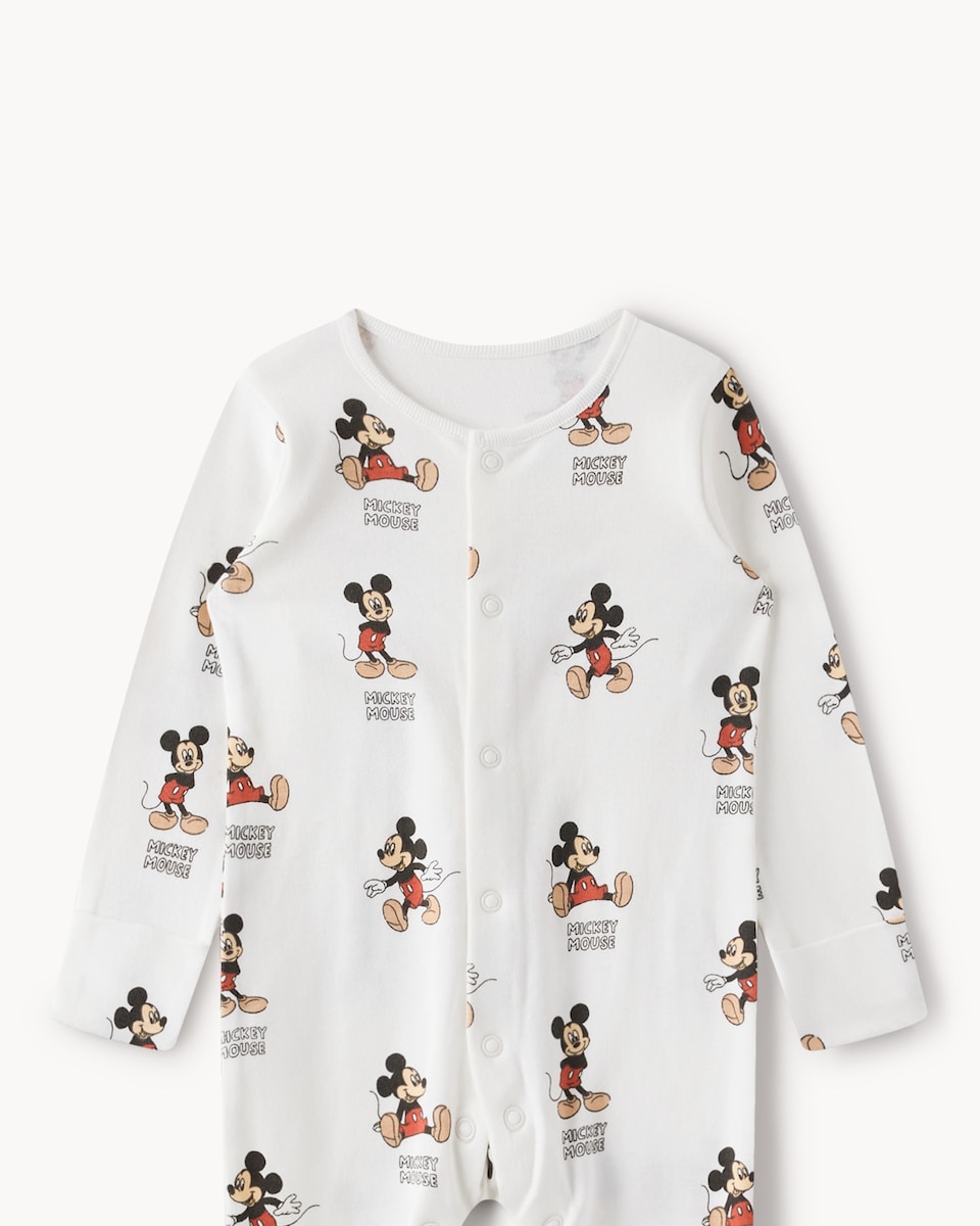 image 1 of Disney Mickey Mouse 3-Pack Pure Cotton Sleepsuits in Med Nude