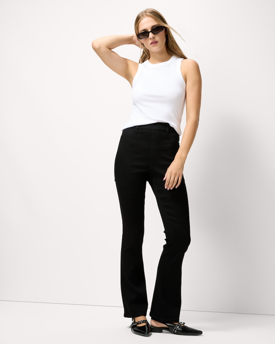 image 1 of F&F High Rise Flared Jeggings in Black
