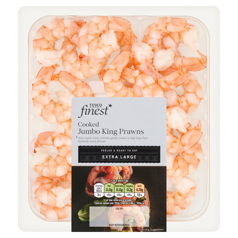 Tesco Finest Cooked Jumbo King Prawns 220g