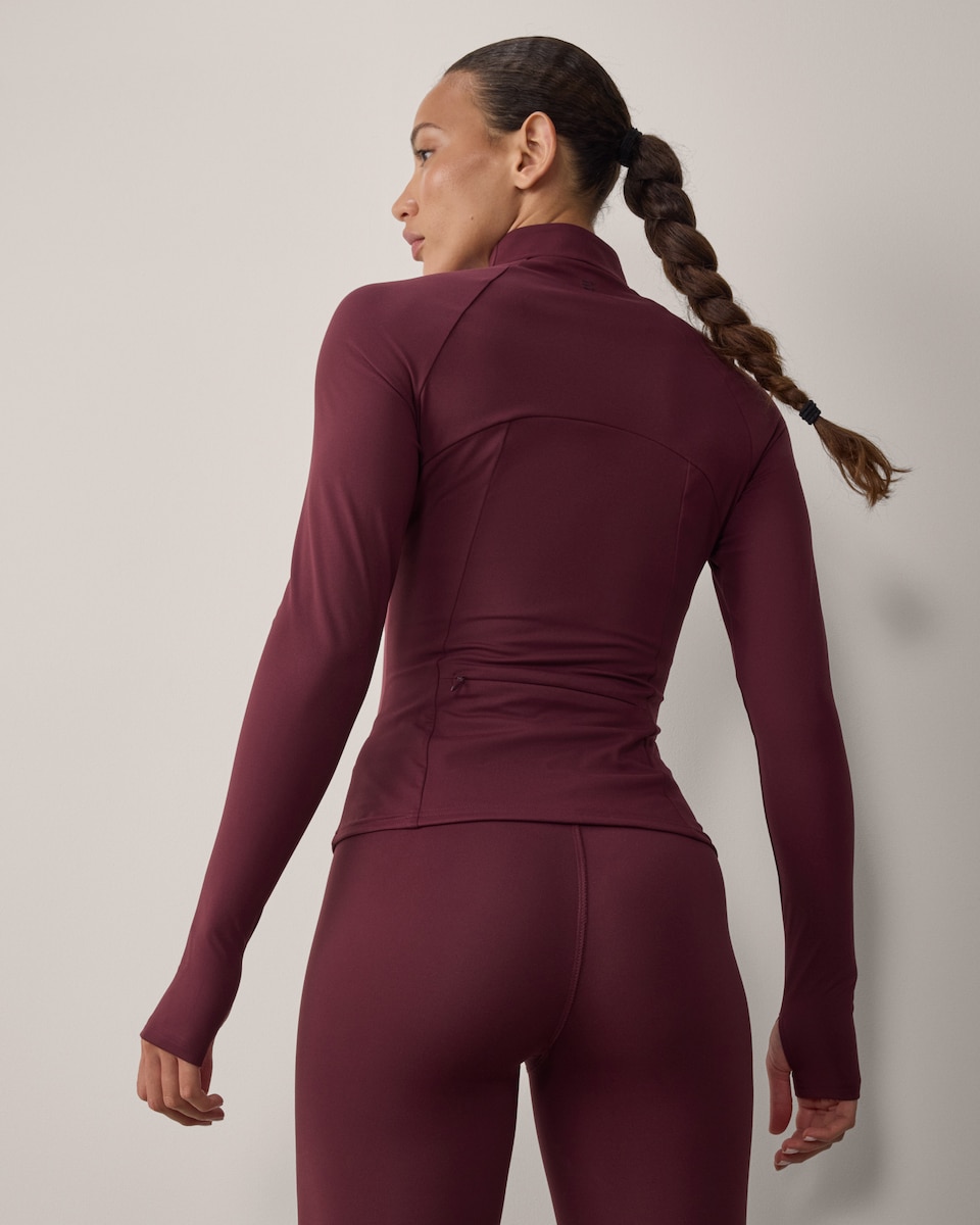 image 1 of F&F Active Zip Up Jacket in Burgundy