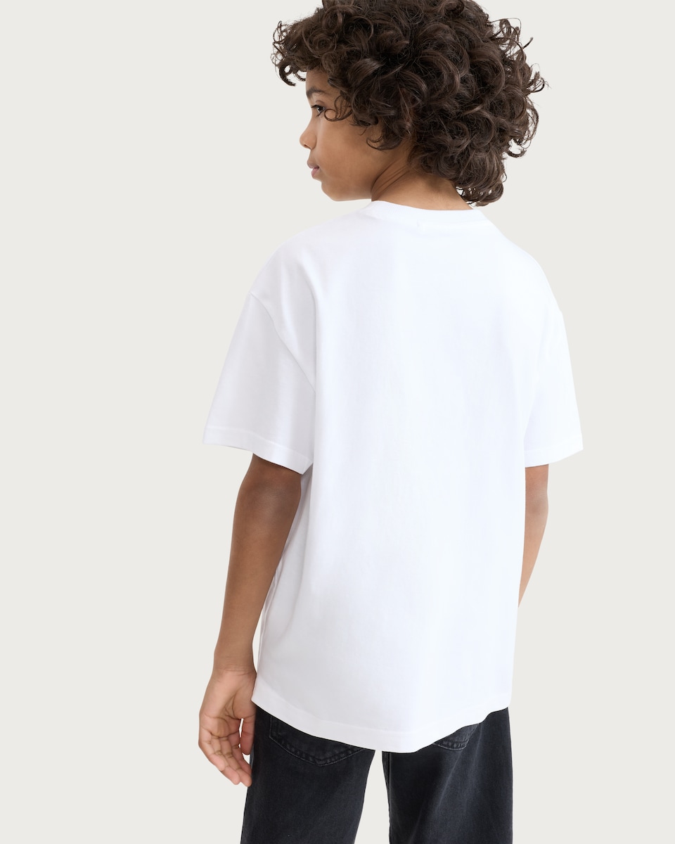 image 1 of F&F Boys Pure Cotton Basketball Print Oversized Fit T-Shirt in White