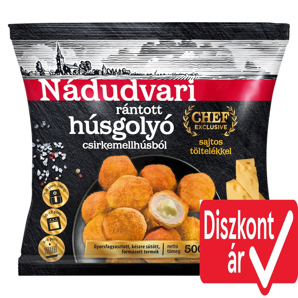 Nádudvari rántott húsgolyó csirkemellhúsból sajtos töltelékkel 500 g