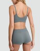 image 3 of F&F Ribbed Weekend Slogan Crop Top and Shorts Set in Green