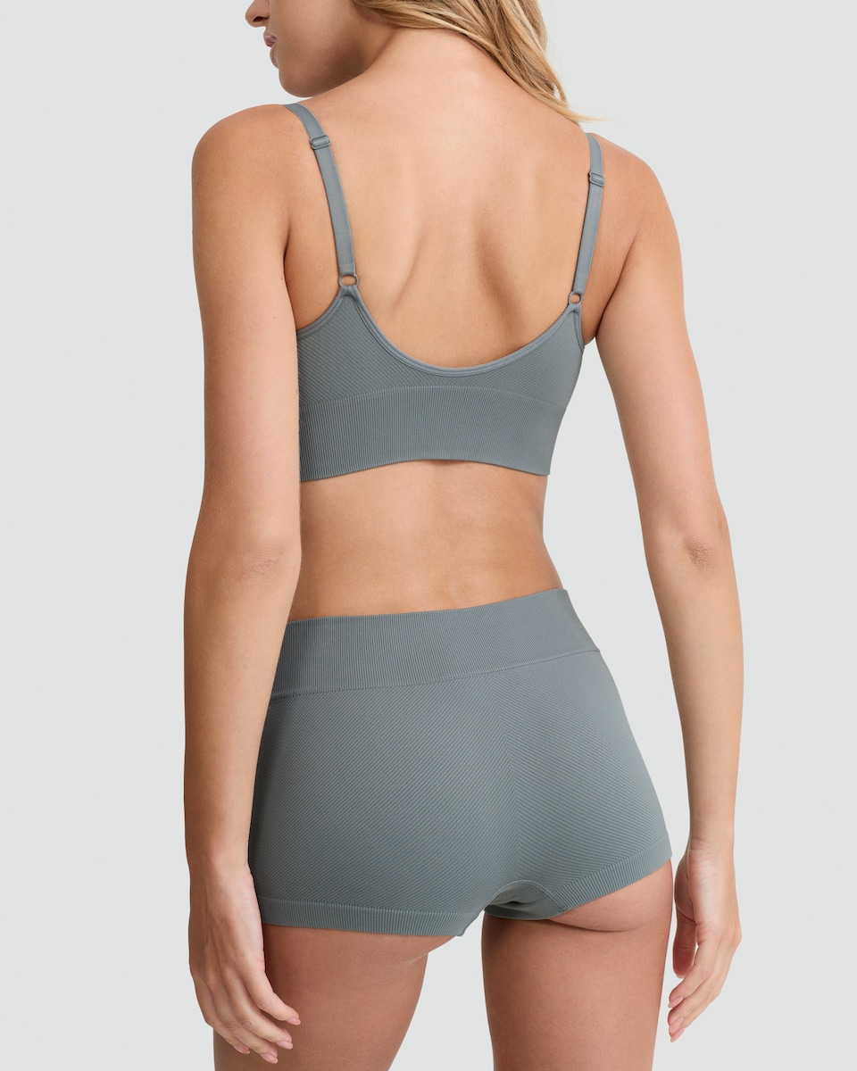 image 1 of F&F Ribbed Weekend Slogan Crop Top and Shorts Set in Green