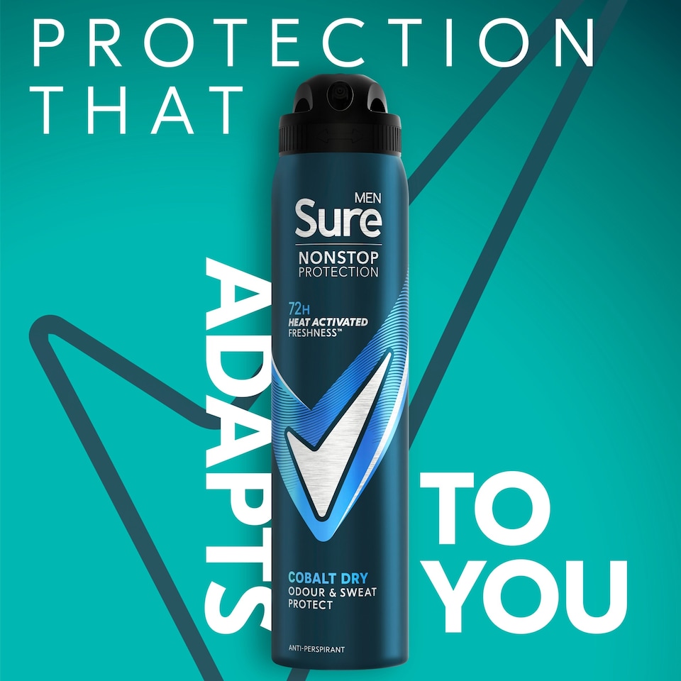 image 1 of Sure Men Non Stop Protection 72hr Limited Edition Cobalt Dry Antiperspirant Deodorant 250ml