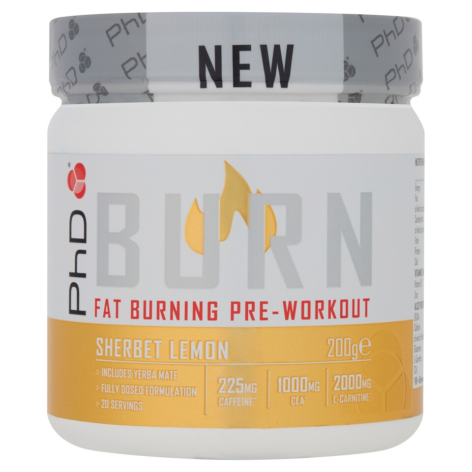 PhD Fat Burner Pre-Workout Powder - Sherbet Lemon 200g
