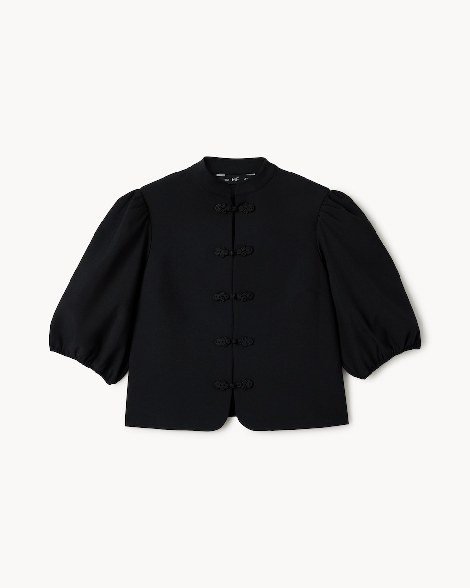 image 1 of F&F Stand Collar Blouse in Black