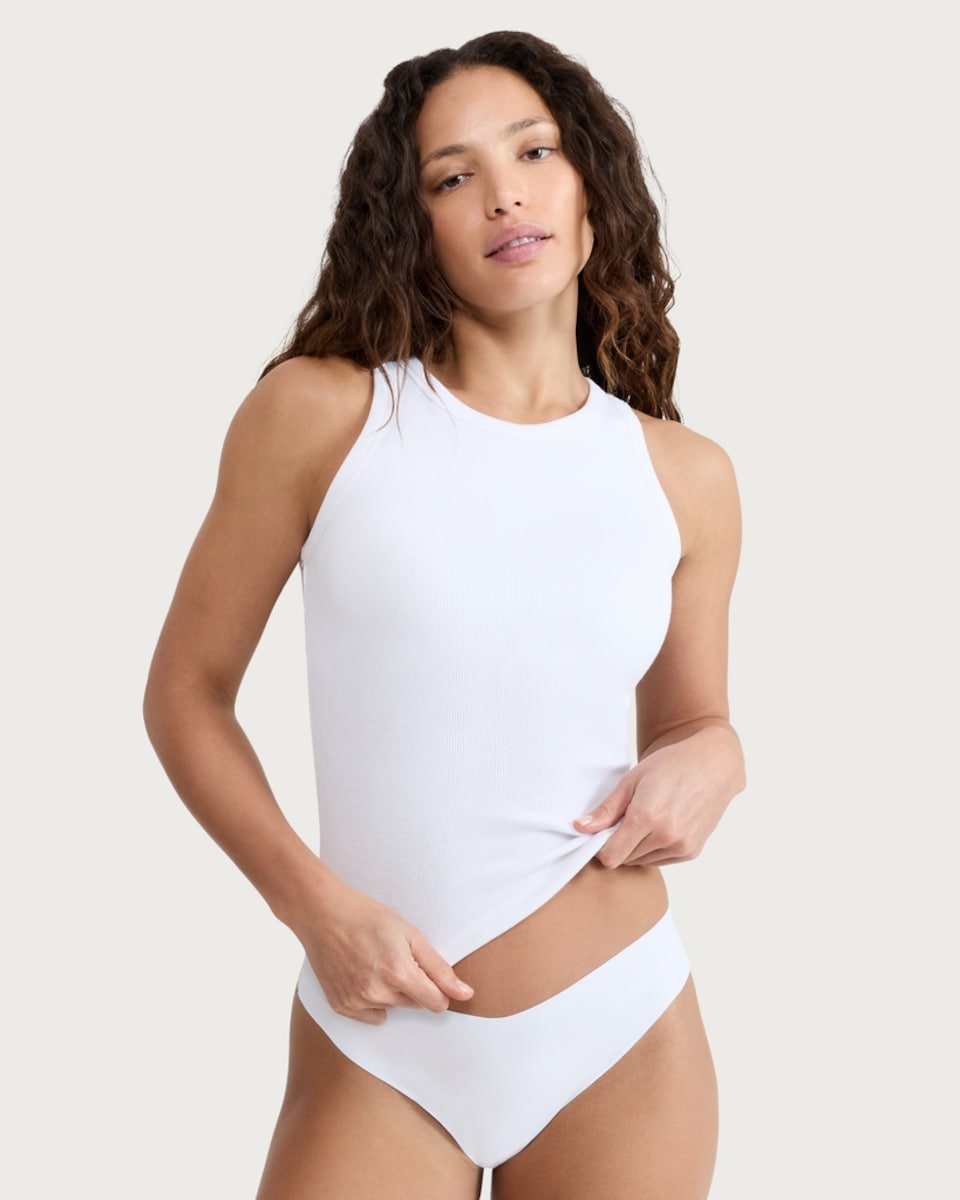 image 1 of F&F Cotton Rich Contour Ribbed Secret Support Vest in White