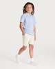 image 1 of F&F Boys Cotton Rich Textured Striped Polo Shirt in Blue
