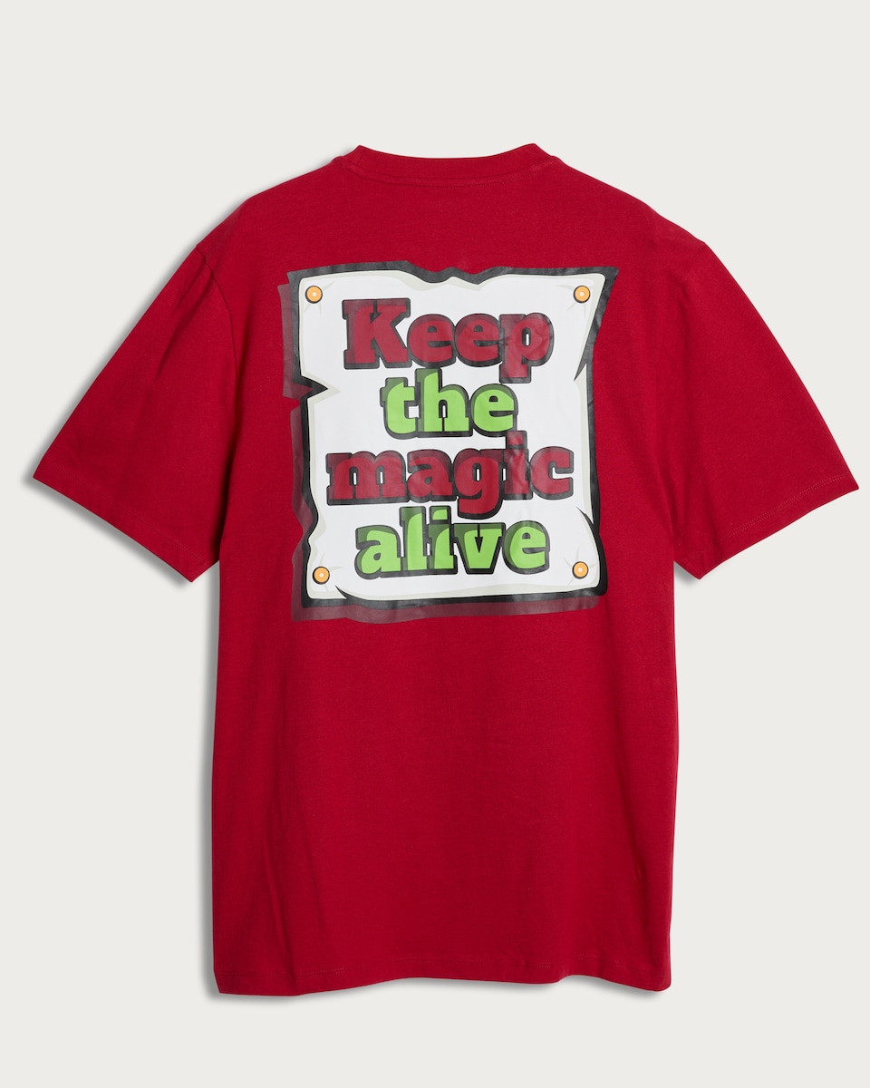 image 1 of F&F Pure Cotton Santa I Believe Slogan T-Shirt in Red
