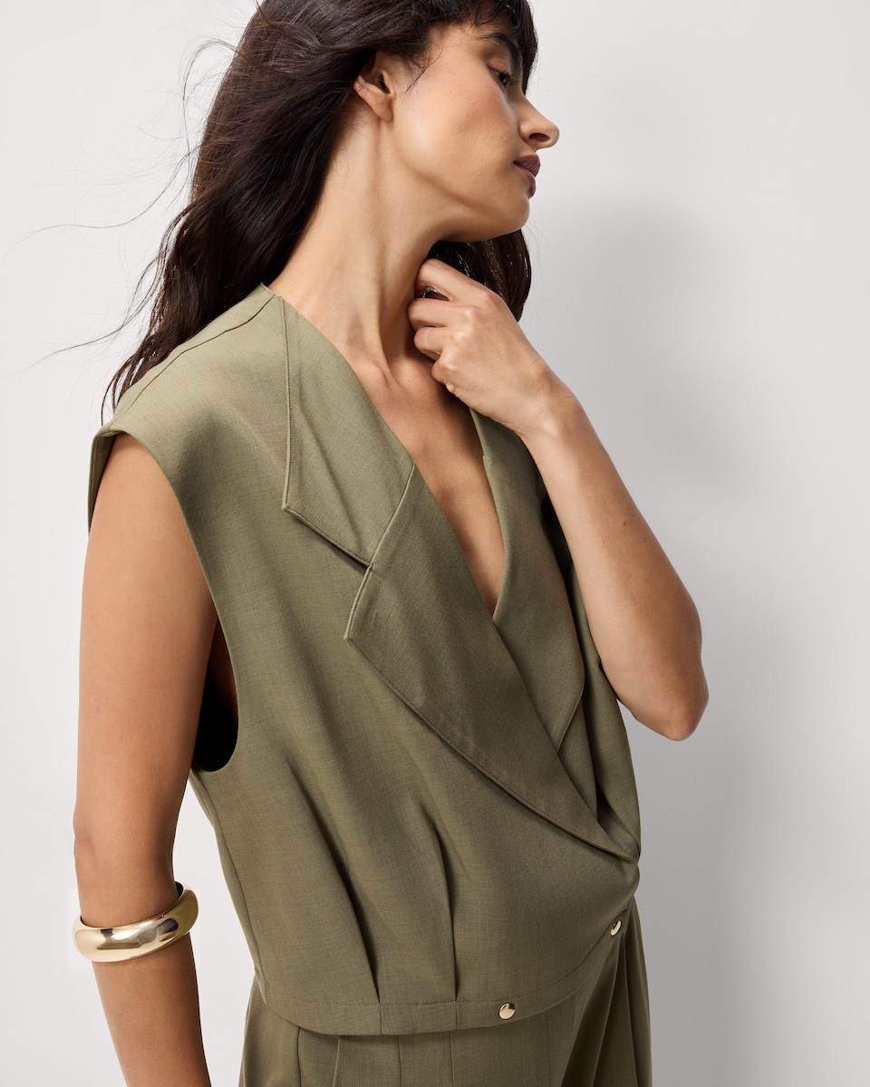 image 1 of F&F Pleated Tailored Gilet in Khaki