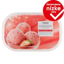 Tesco Smotanový mrazený krém s jahodovou príchuťou 900 ml