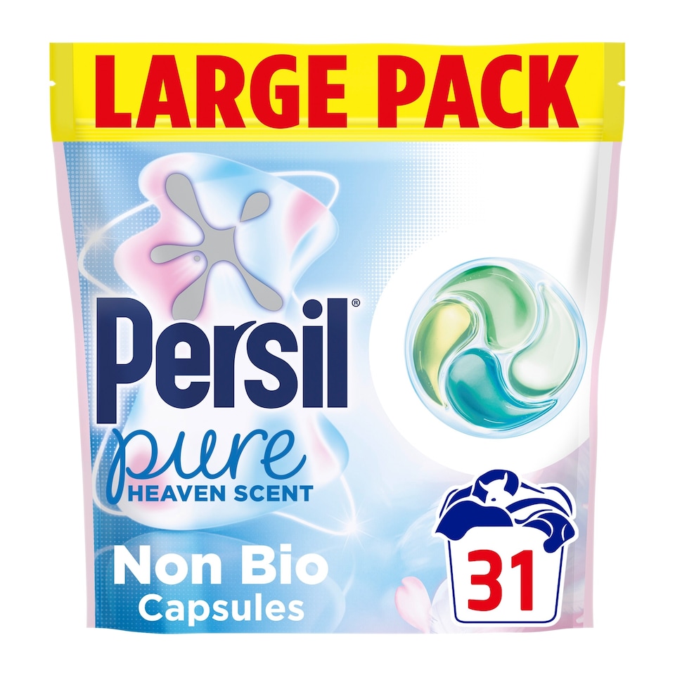 image 1 of Persil Pure Non Bio Heaven Scent Laundry Washing Detergent Capsules Large Pack 31 Washes 421g