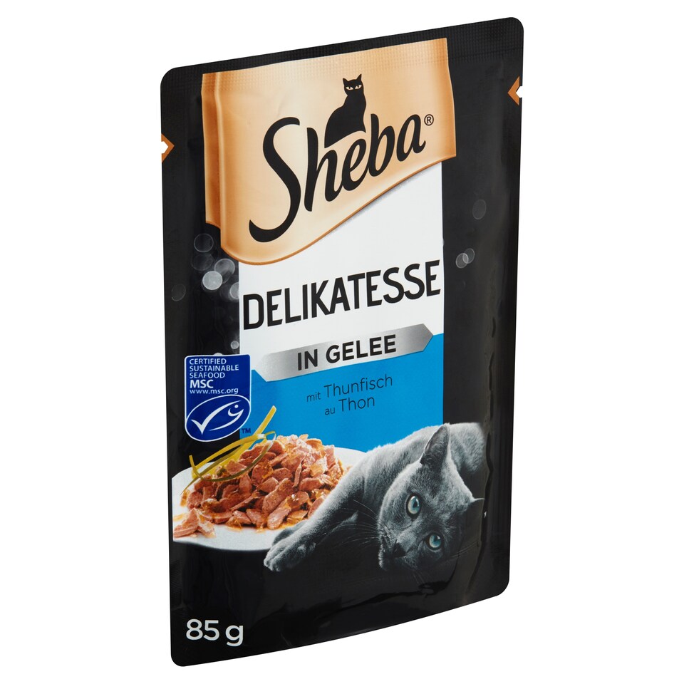 Sheba Delikatesse in Gelee Kompletní mokré krmivo pro dospělé kočky s tuňákem 85g