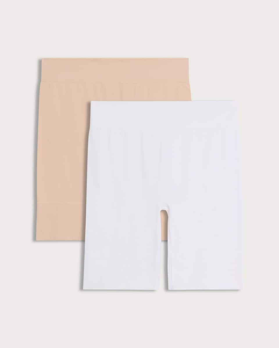 image 1 of F&F 2-Pack Contour Smoothing Anti Chafe Shorts in White