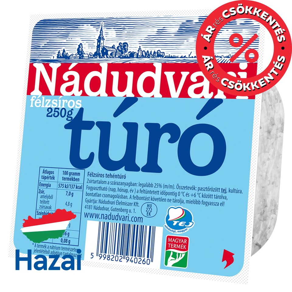 Nádudvari Semi-Fat Cottage Cheese 250 g
