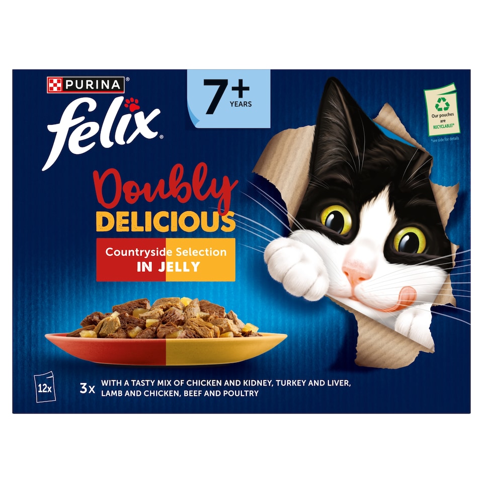 image 1 of Felix Doubly Delicious 7+ Meat Countryside Selection in Jelly Wet Cat Food 12x85g