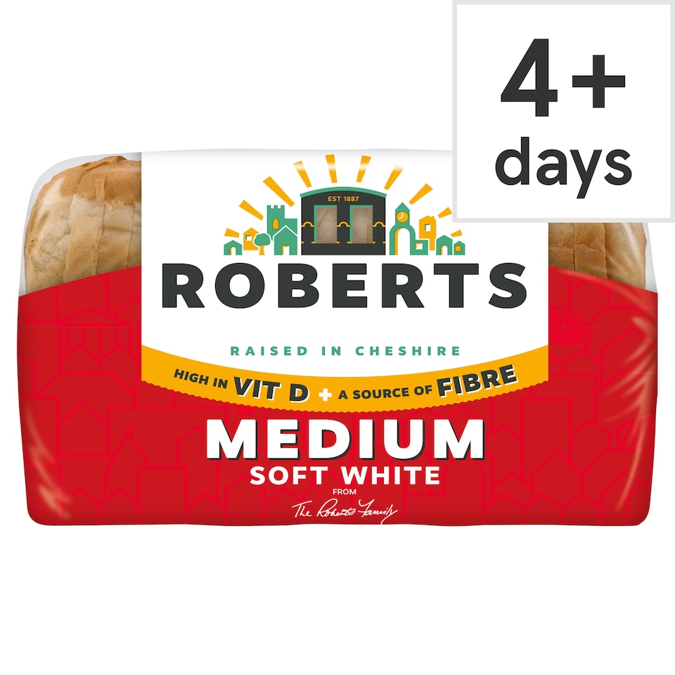 Roberts Medium Soft White Loaf with Vitamin D, Fibre 800g