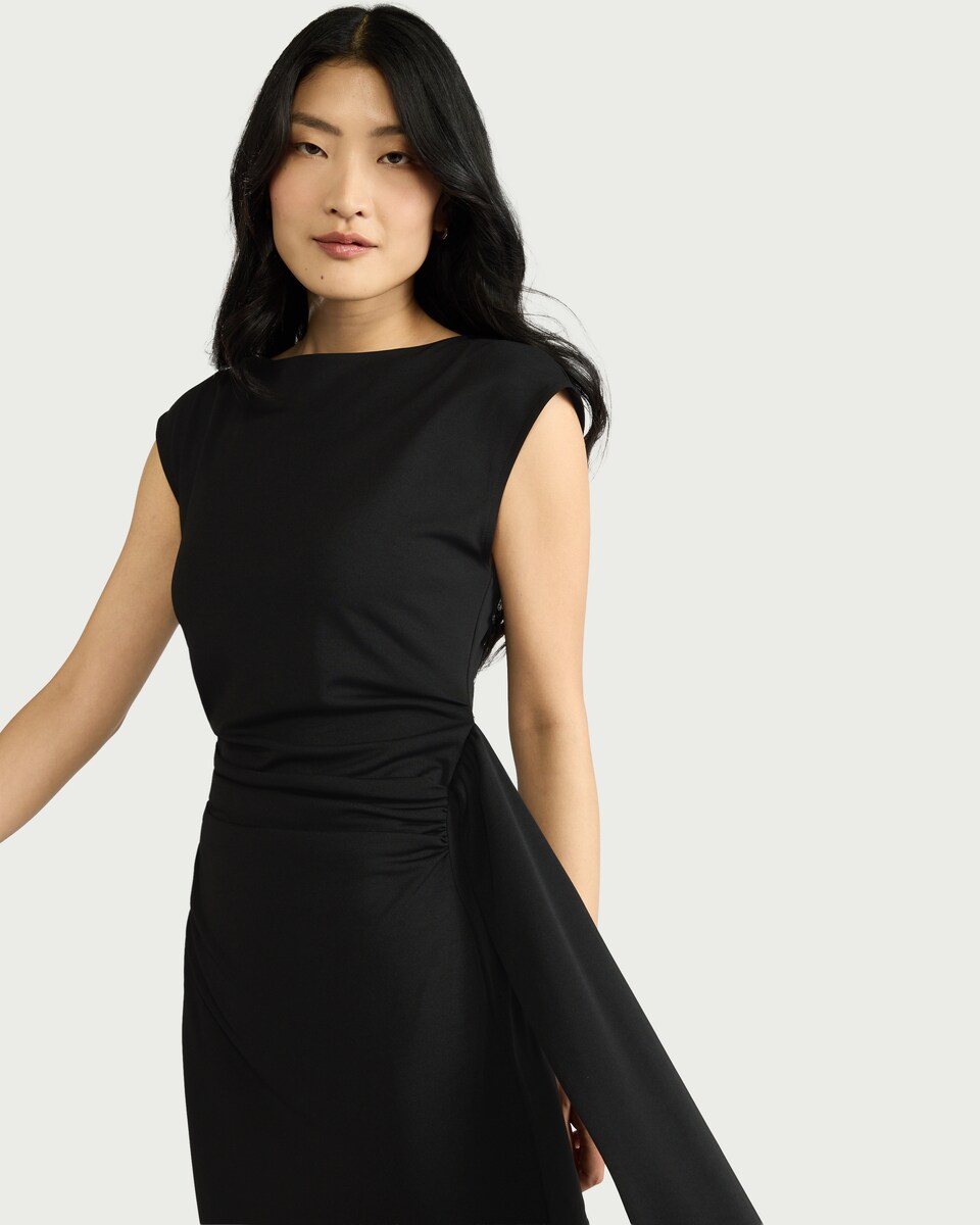 image 1 of F&F Ruched Maxi Dress in Black