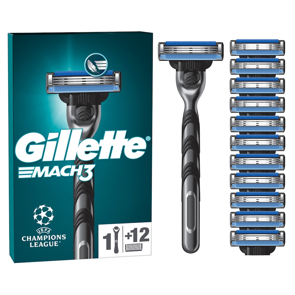 image 1 of Gillette Mach 3 Value Pack: Mens Razor + 12 Blade Refills