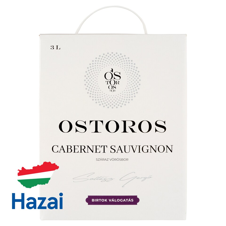 Ostorosbor Bag-In-Box Felső-Magyarországi Cabernet Sauvignon száraz vörösbor 13% 3 l  1. kép