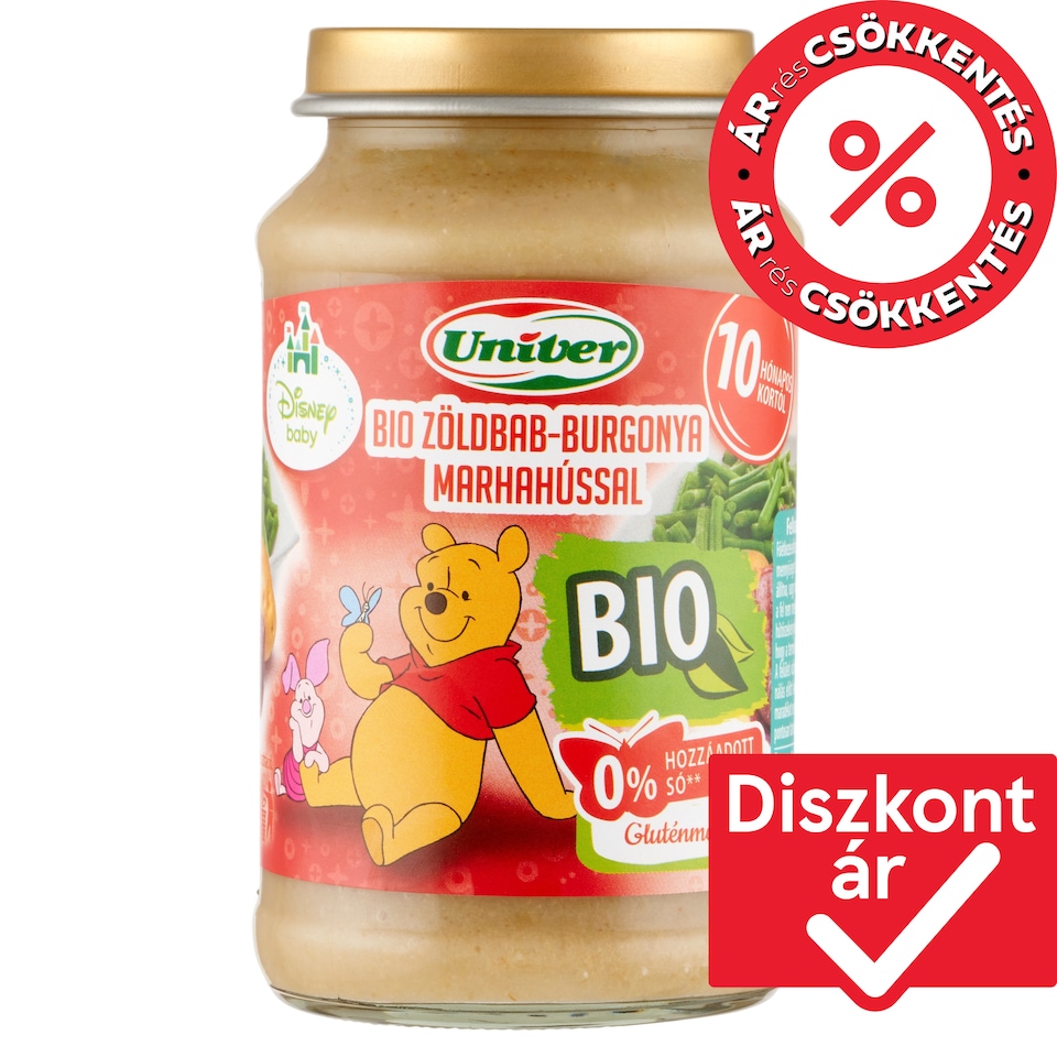 Univer bio zöldbab-burgonya marhahússal bébiétel, 10 hónapos kortól 220 g 1. kép