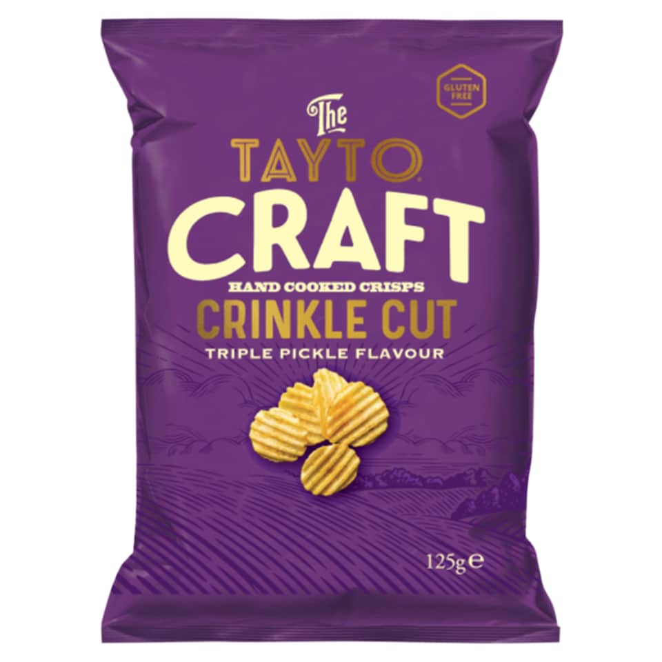 Tayto Craft Crinkle Cut Handcooked Triple Pickle Flavoured Crisps 125g